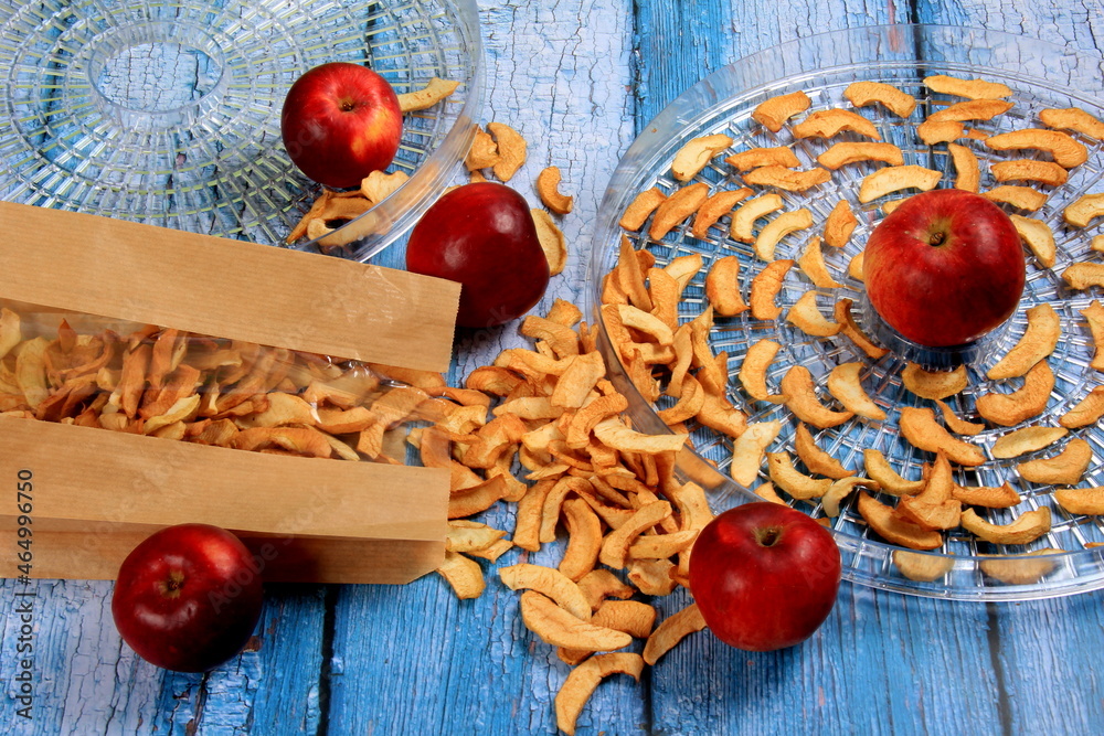 Dried apples slices. Dried Apples Slice. Grid for home drying of fruits