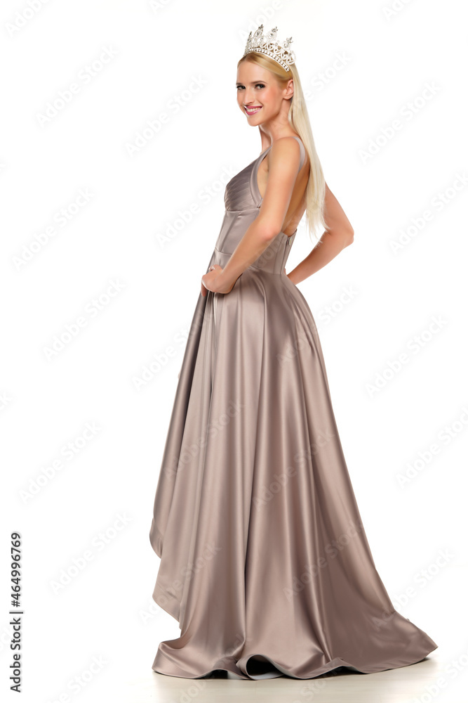 Young lady with tiara and evening dress