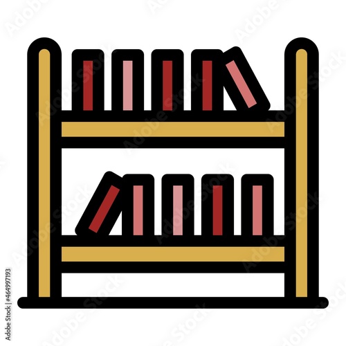 Books on the shelves icon. Outline books on the shelves vector icon color flat isolated