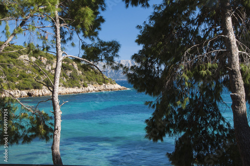 Beautiful view of the Cala Moresca beach on the coast in Italy