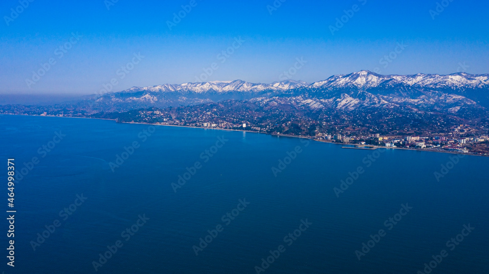 aero view of the city of Batumi from the sea