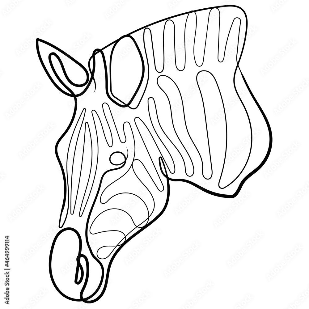 Vecteur Stock Zebra One line drawing on white in vector illustration ...