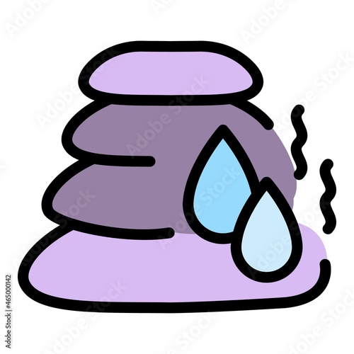 Steam room stones icon. Outline steam room stones vector icon color flat isolated