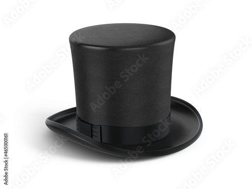 Cylinder black top hat isolted on white background. 3d rendered cylinder hat illustration