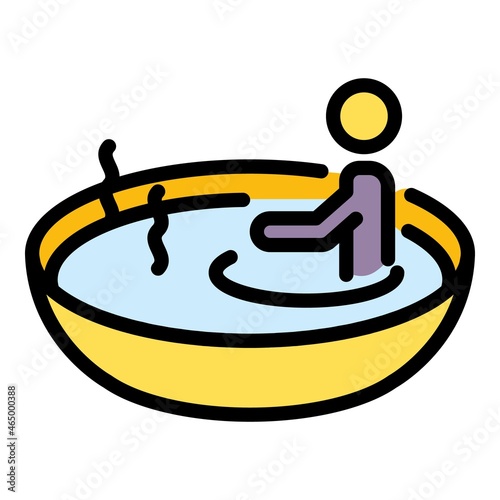 Round bath icon. Outline round bath vector icon color flat isolated