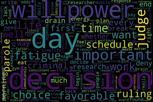 Word tag cloud on black background. Concept of decision