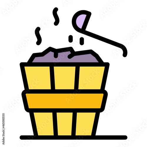 Sauna bucket and bucket icon. Outline sauna bucket and bucket vector icon color flat isolated