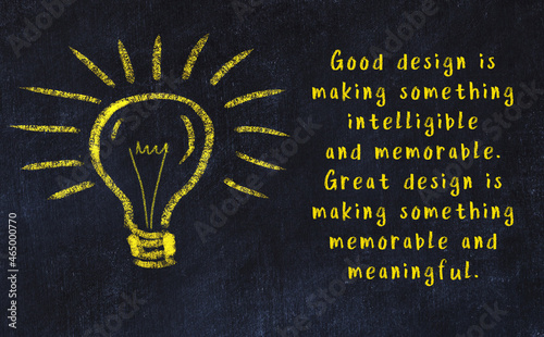 Black chalkboard with a bulb sketch and smart quote