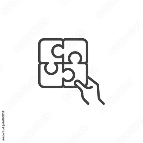 Team work puzzle line icon