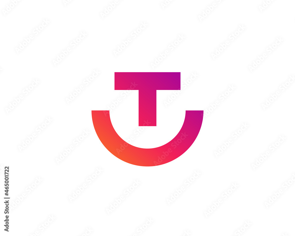 Letter T with smile logo icon design template elements - obrazy, fototapety, plakaty 