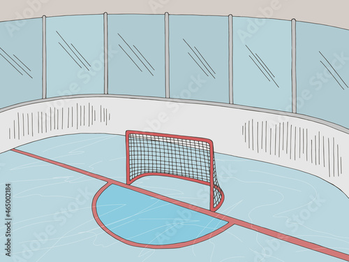 Hockey rink stadium sport graphic color sketch illustration vector