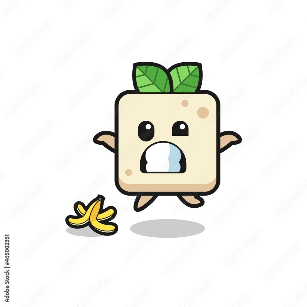 tofu cartoon is slip on a banana peel tofu cartoon is slip on a banana peel
