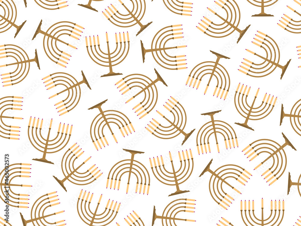 Hanukkah seamless pattern with menorah with nine candle. Jewish festival background for invitation flyers, brochures and promotional items. Vector illustration Hanukkah seamless pattern with menorah with nine candle. Jewish festival background for invitation flyers, brochures and promotional items. Vector illustration