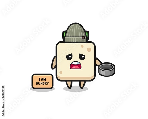 cute tofu beggar cartoon character