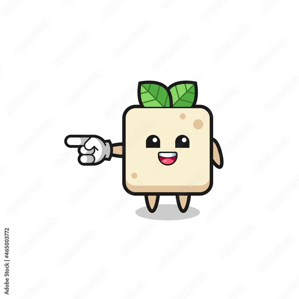 tofu cartoon with pointing left gesture tofu cartoon with pointing left gesture