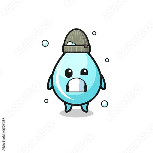 cute cartoon water drop with shivering expression