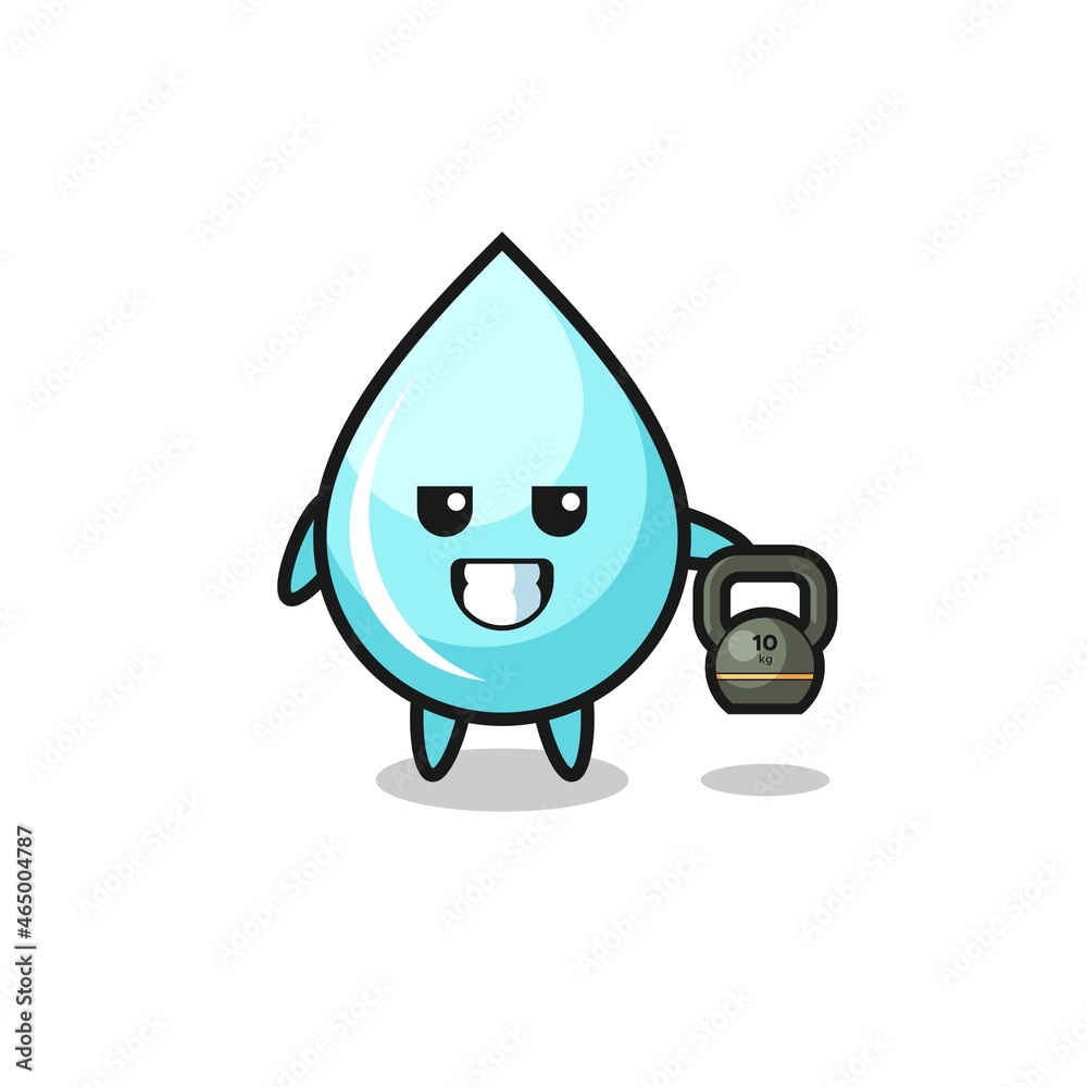 water drop mascot lifting kettlebell in the gym water drop mascot lifting kettlebell in the gym