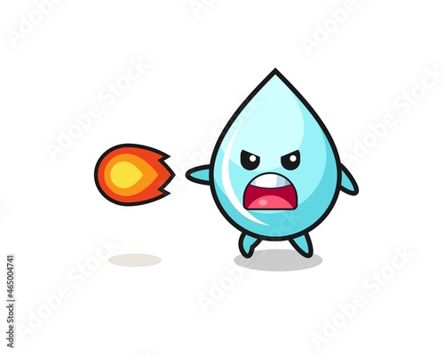 cute water drop mascot is shooting fire power