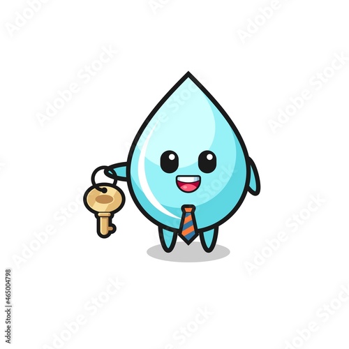 cute water drop as a real estate agent mascot