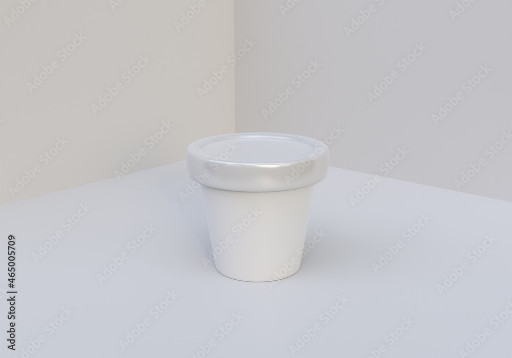 Glossy ice cream jar packaging mockup image on white background for branding, packaging, design Glossy ice cream jar packaging mockup image on white background for branding, packaging, design