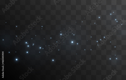 Vector magic dust on isolated transparent background. Blue dust png, magical glow png, blue light. Christmas dust.