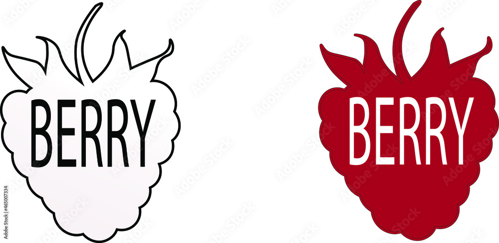 Vector icon or logo depicting two raspberries or strawberries isolated ...