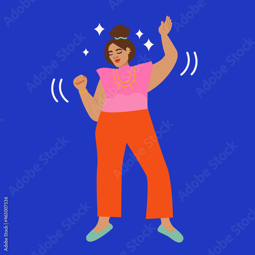 Illustration of joyful young woman dancing