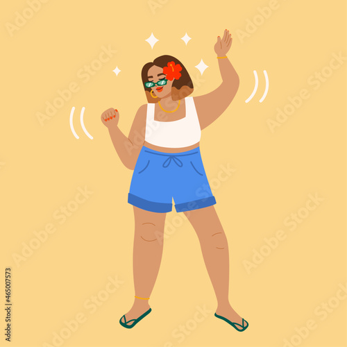 Illustration of joyful young woman dancing