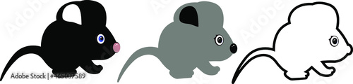 Three mouse is vector icon or logo isolated on white background. Can be used to create and print a brand logo.