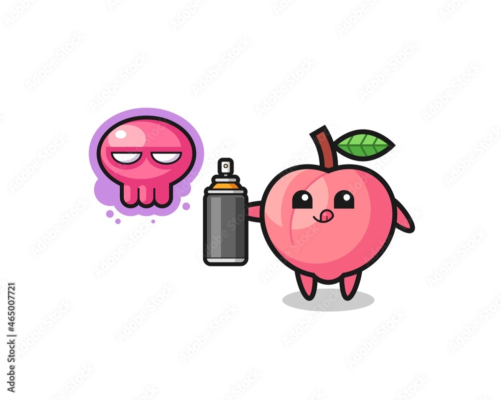 peach cartoon make a graffiti with a spray paint peach cartoon make a graffiti with a spray paint