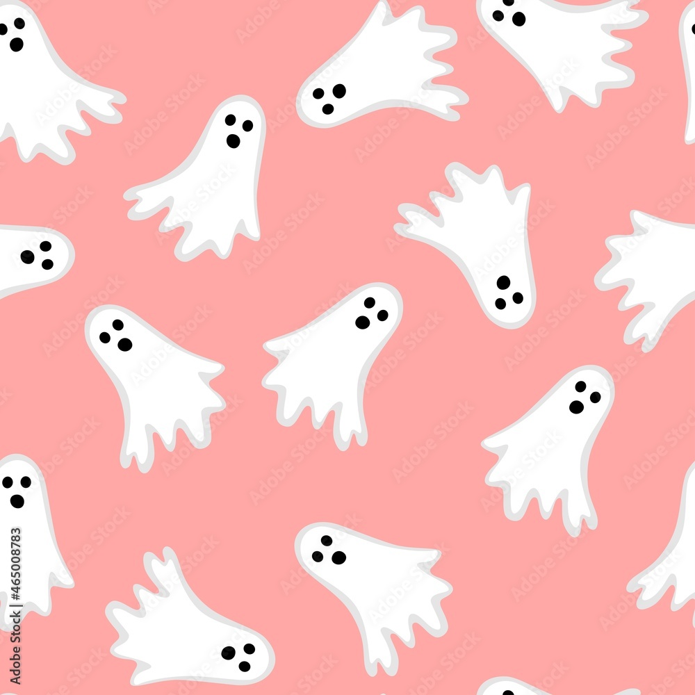 halloween pattern with white ghosts, vector background repeat, trendy print halloween pattern with white ghosts, vector background repeat, trendy print