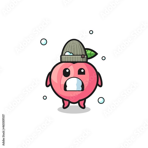cute cartoon peach with shivering expression