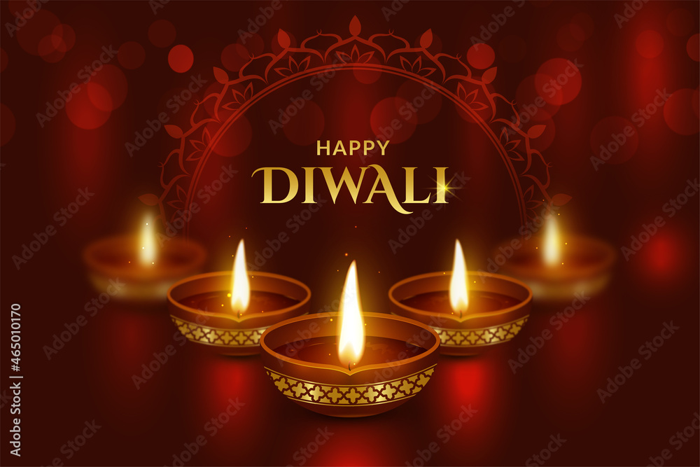 Naklejka premium Beautiful Elegant Golden Brass Diya for Indian Festivals 