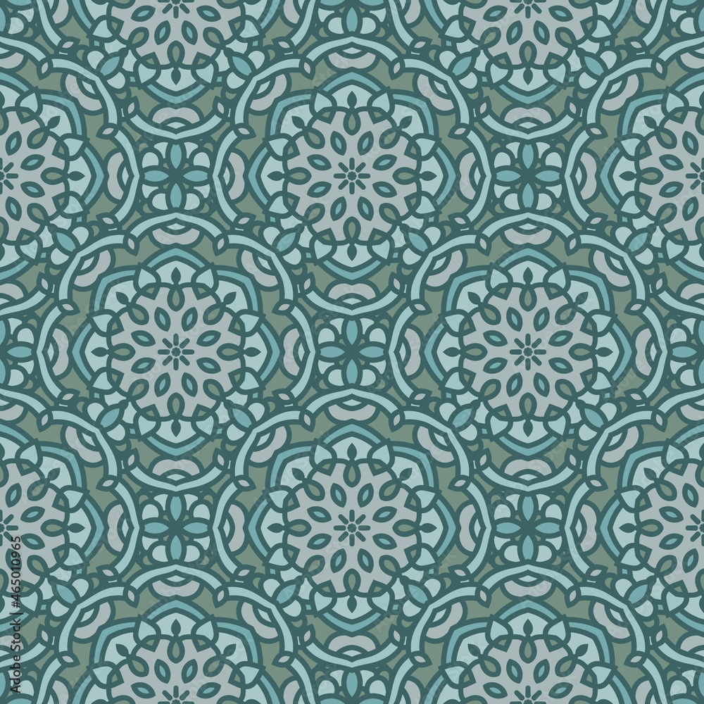 Fototapeta premium Vector seamless background. Endless colorful texture. Use for wallpaper, textile, book cover, clothes. In blue and green colors 