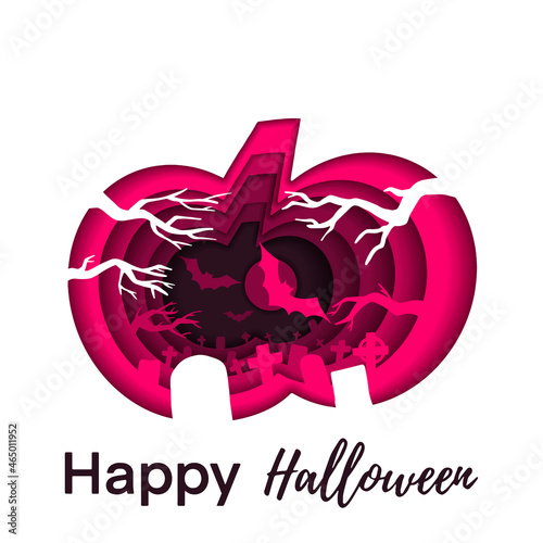Vector halloween illustration. Bats on pumpkin background in cartoon style. An elegant spooky holiday texture perfect for gift cards, home decor, and textiles.
