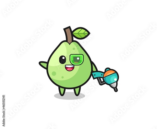 guava cartoon as future warrior mascot