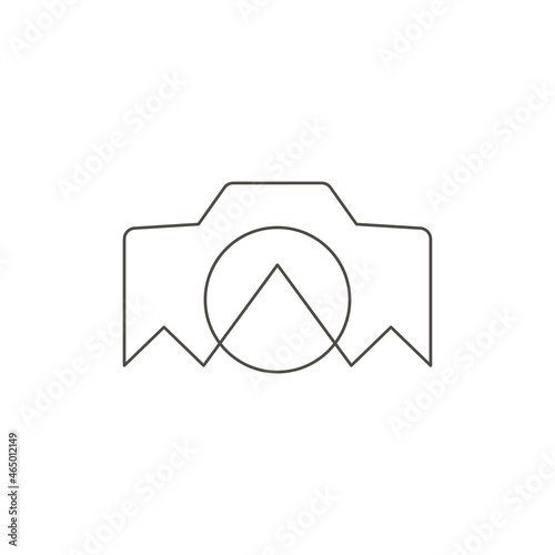 Abstract simple photo camera mountain landscape art hobby logo vector illustration