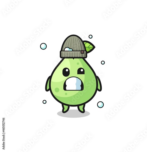 cute cartoon guava with shivering expression