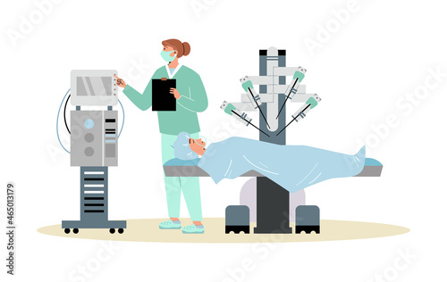 Robotic surgery and automated medicine technology, vector illustration isolated.