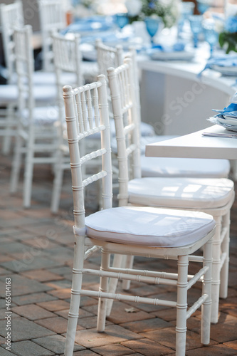 Wedding decor. Elegant table setup in blue pastels. © KIFOR PRODUCTION