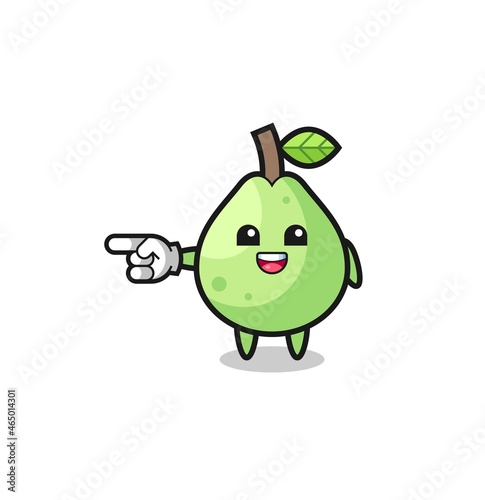 guava cartoon with pointing left gesture