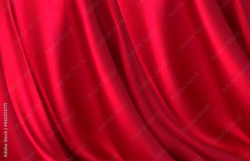 Realistic red silk fabric. Background from folds of fabric. Red silk drapery background. Vector illustration Realistic red silk fabric. Background from folds of fabric. Red silk drapery background. Vector illustration