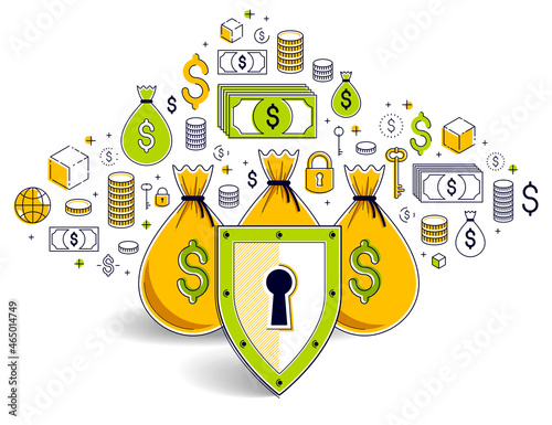 Shield over 3 money bags,  ...