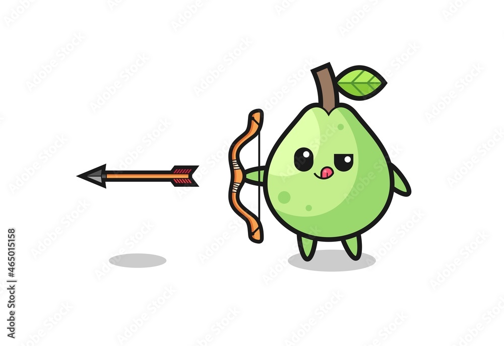 illustration of guava character doing archery illustration of guava character doing archery