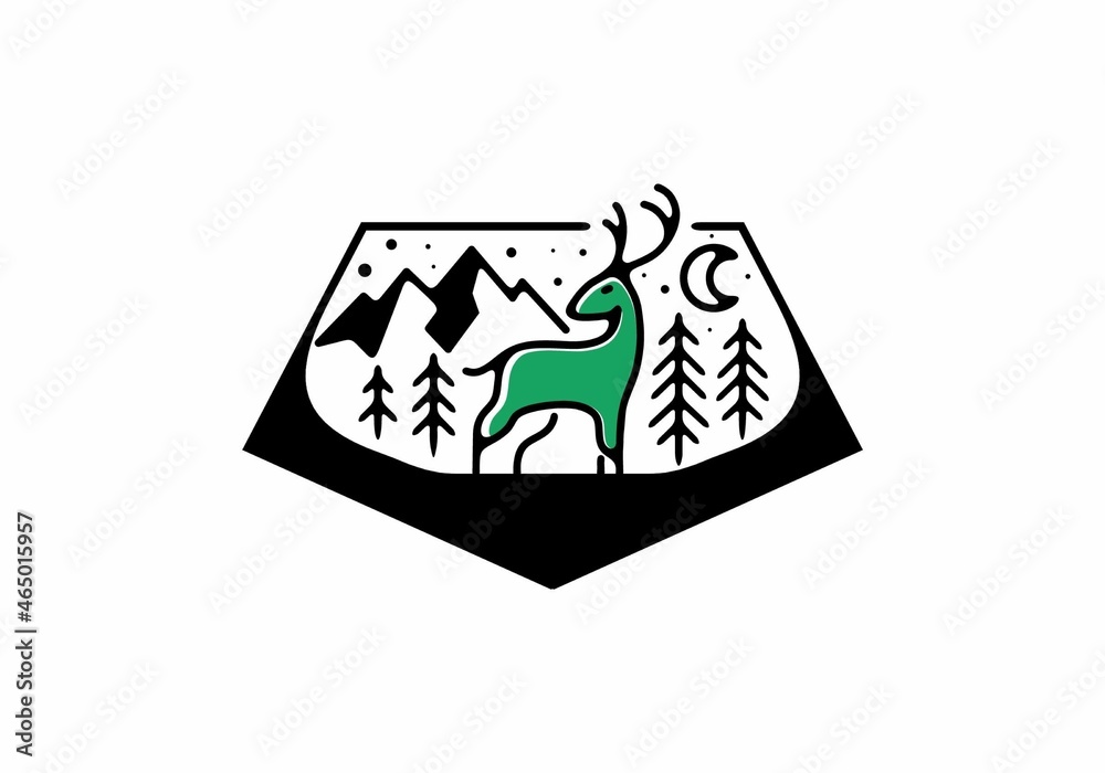 Line art illustration graphic of camping Line art illustration graphic of camping