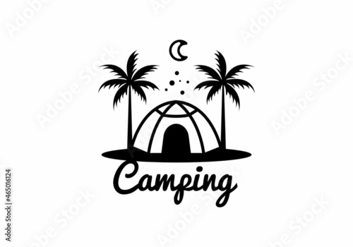 Line art illustration graphic of camping