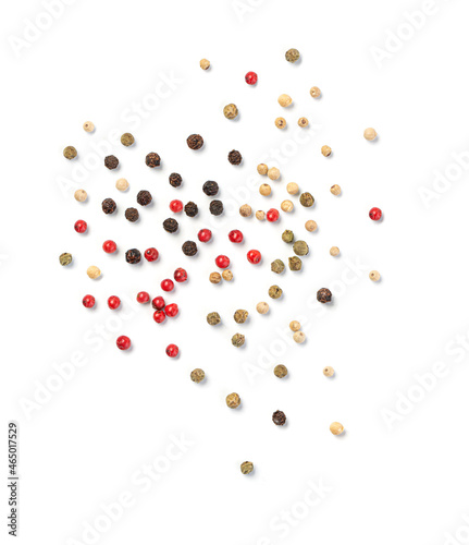 hot pepper, red, black, white and green pepper isolated