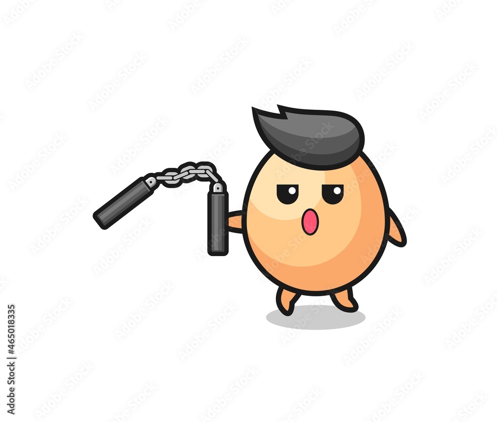 cartoon of egg using nunchaku cartoon of egg using nunchaku