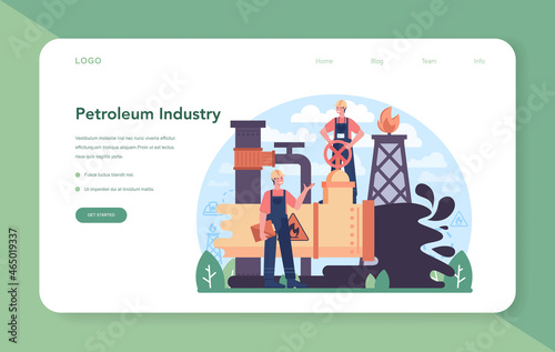 Petroleum industry web banner or landing page. Pumpjack platform