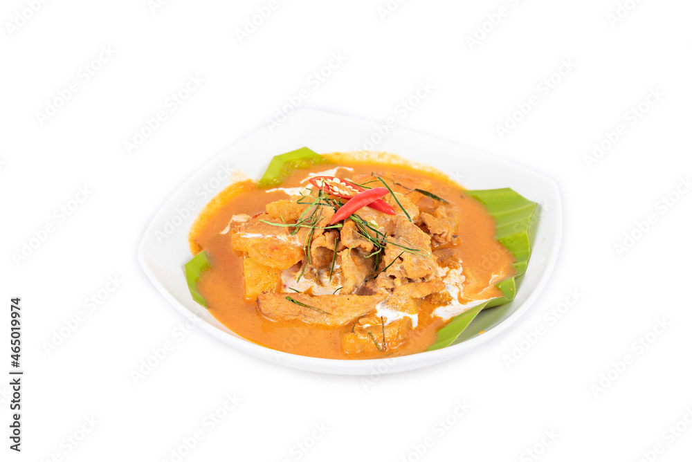 Meat fried with chili pepper and red curry sauce Meat fried with chili pepper and red curry sauce